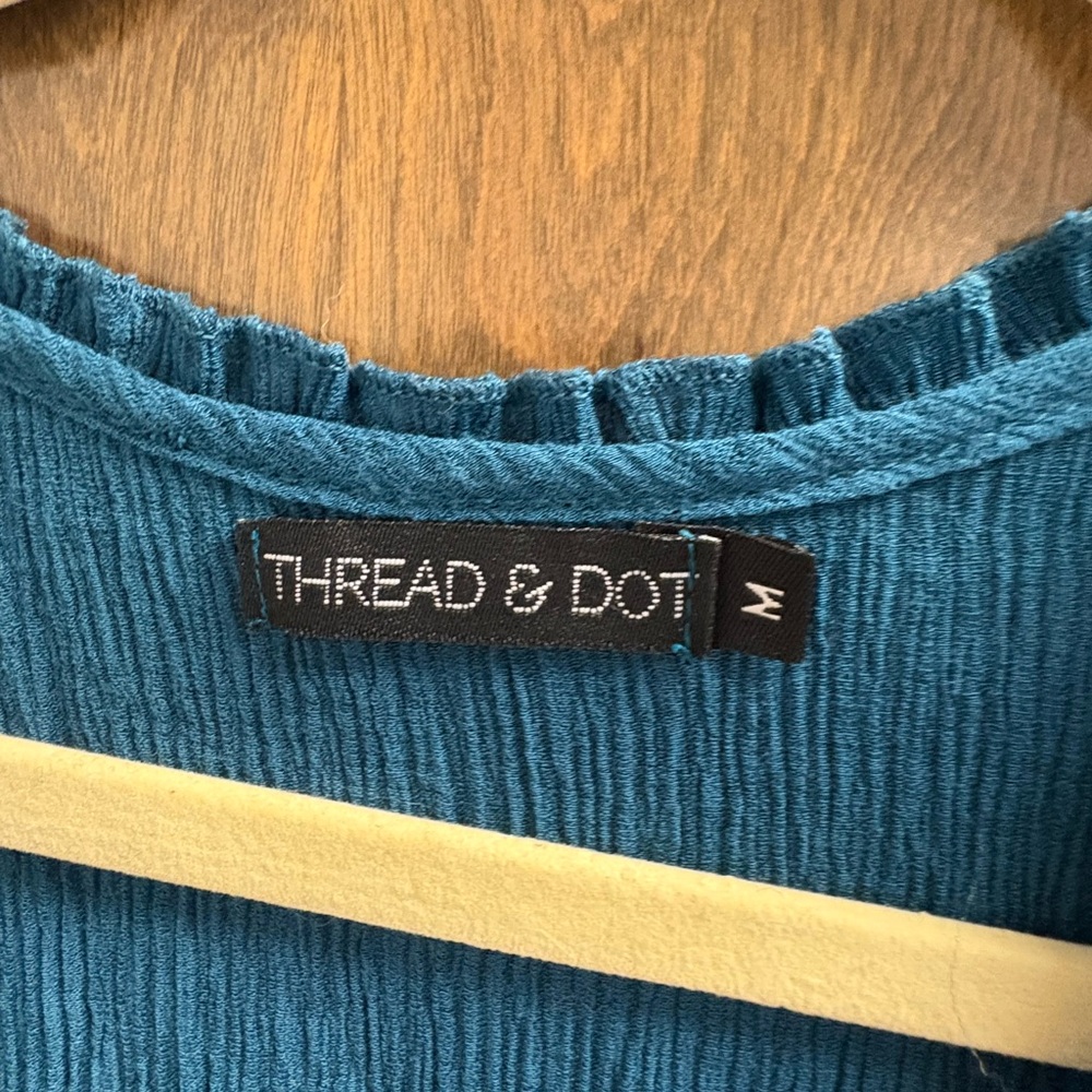 Boutique Dark teal Ruffled V-Neck Dress Size Medium - Picture 3 of 3